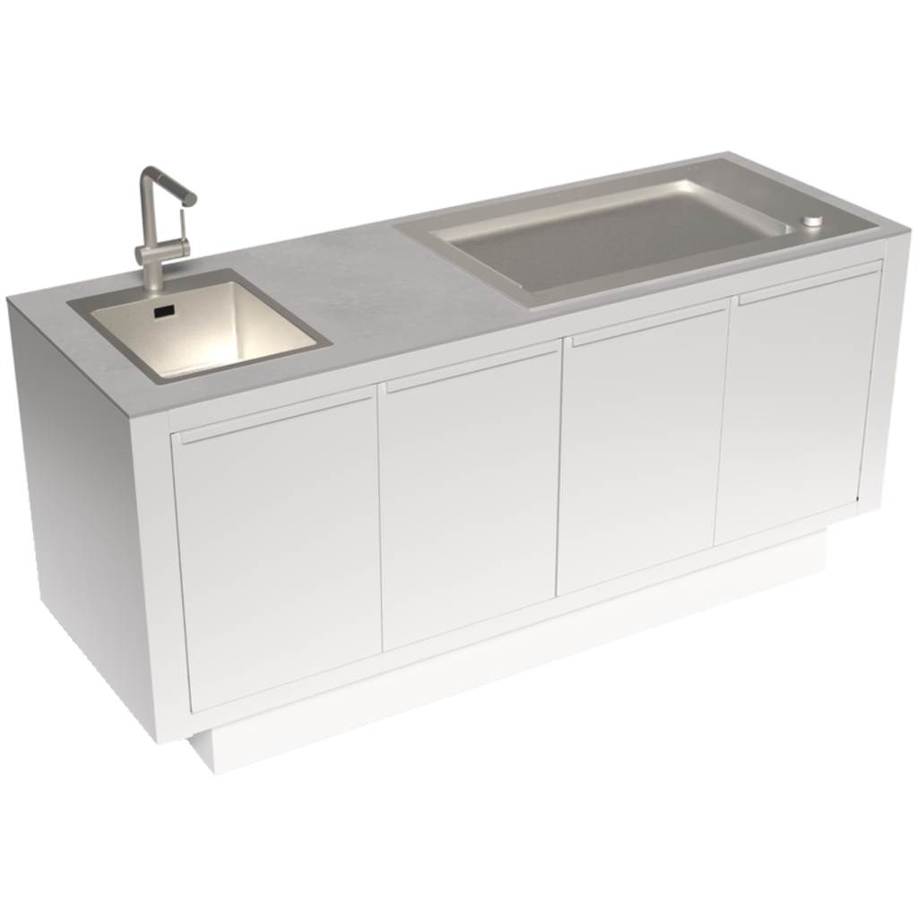 Falera Gas Teppanyaki Griddle 100 mit integrierter Spülstation (Sage Green, Cream - HPL)