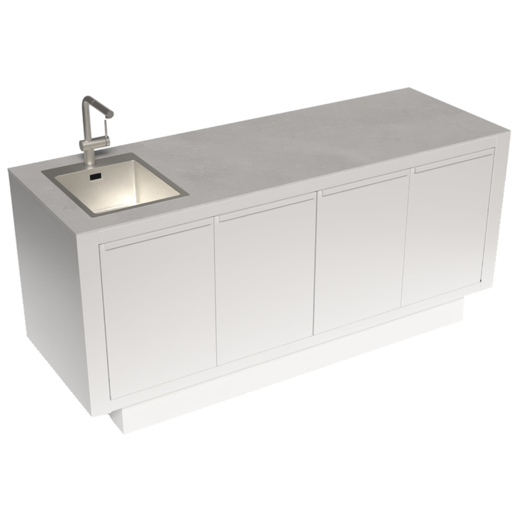 [PR01-C06-H01-N] Falera Outdoor Kitchen Sink With Compact Surface Worktop (Sage Green, Cream - HPL)